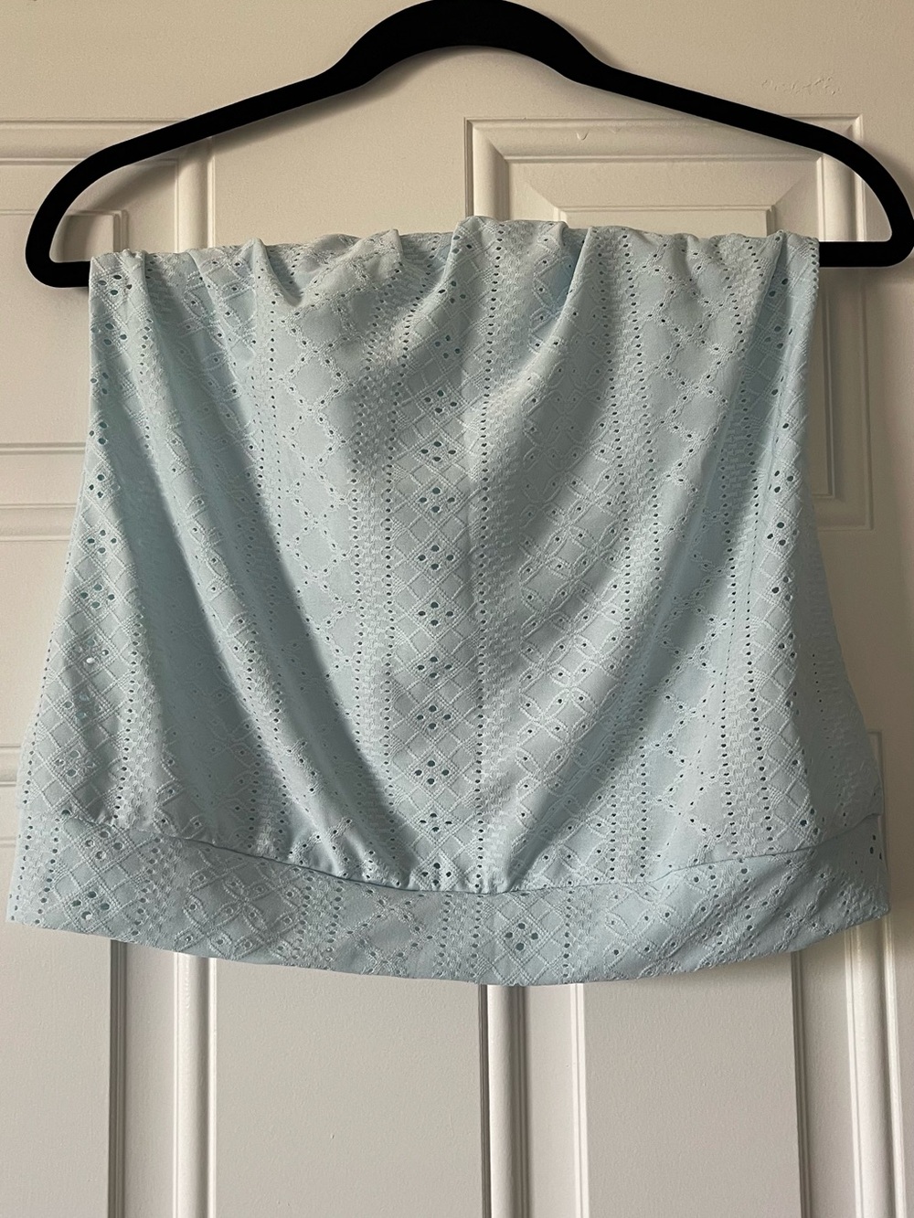 Light Blue Eyelet Strapless Women's Top